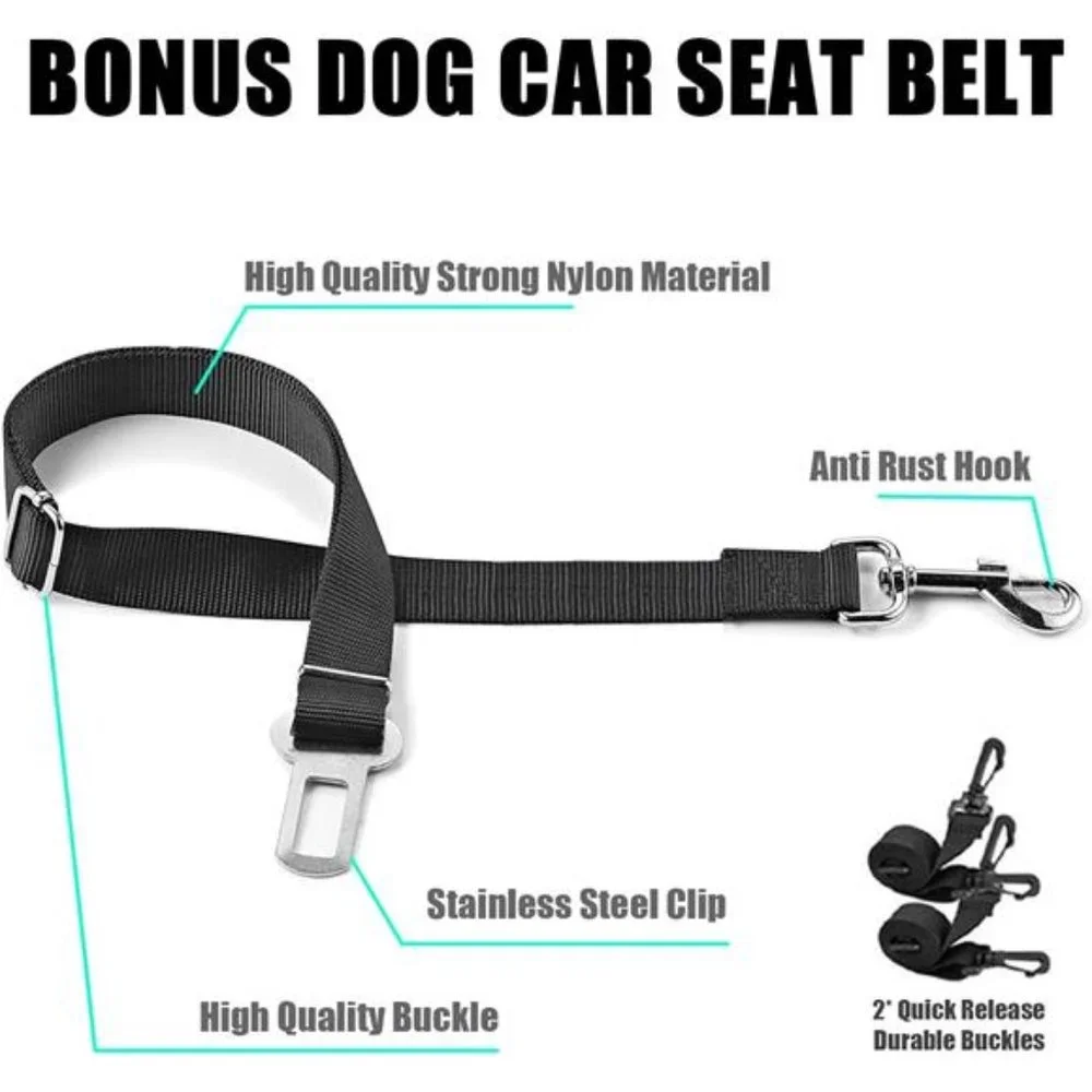 Dog Car Seat Cover,Waterproof with Mesh Window and Storage Pocket,Durable